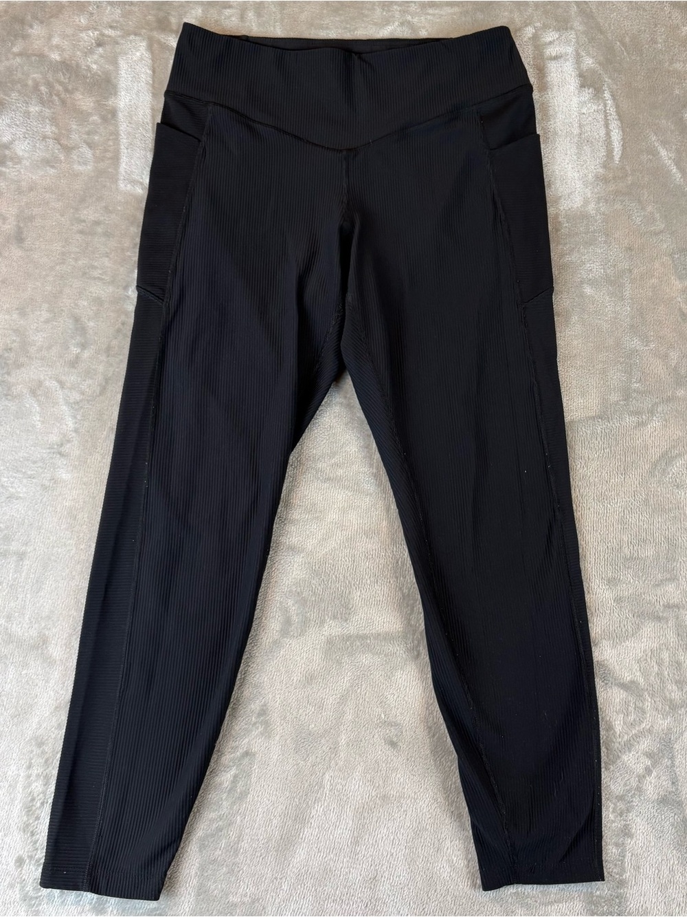 Old Navy High-Rise Black Leggings Active Ribbed Go Dry Bottoms L